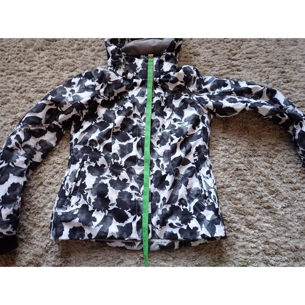 Obermeyer Ski Jacket Women Size 4 Black White Excellent Floral Hooded Winter - Picture 14 of 14